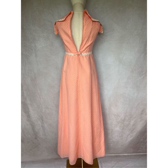 Vintage Mod 1960s Maxi Dress Dagger Collar - Picture 4 of 6